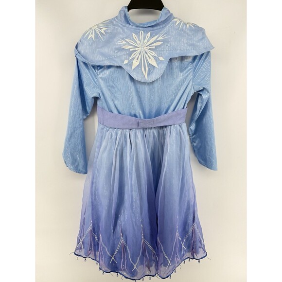 Disney Frozen Elsa Blue Dress With Embroidered Details & Sheer Overlay For Girls - Picture 3 of 5